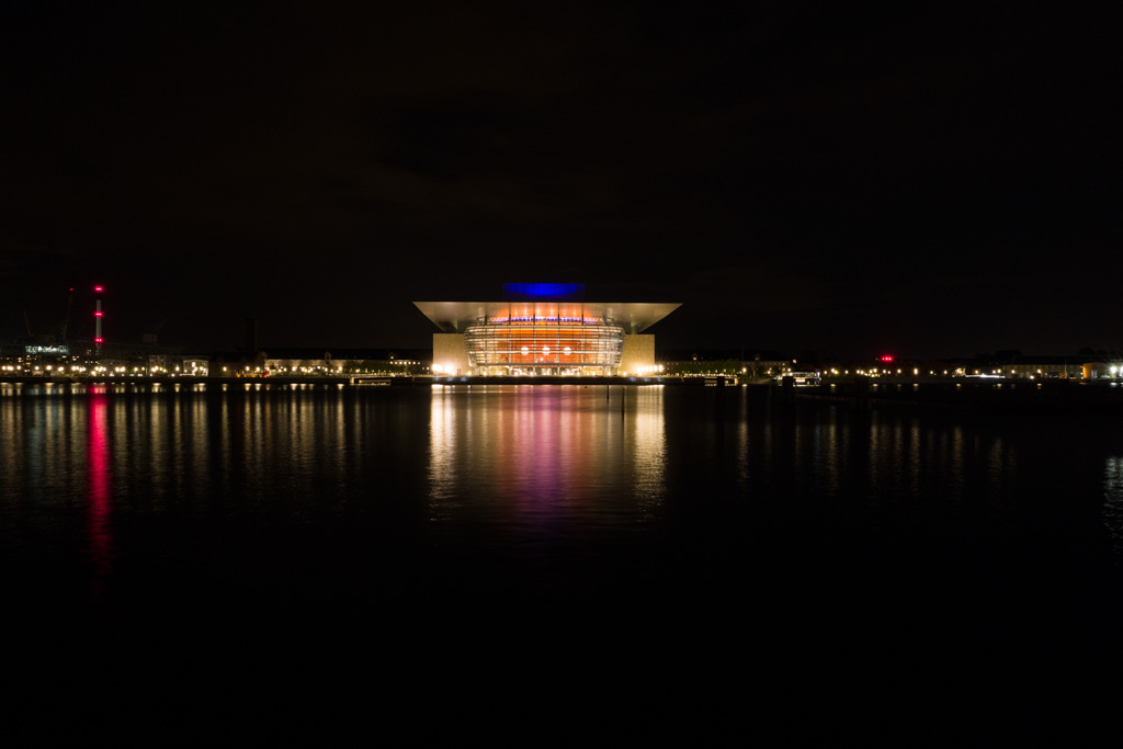 The opera house at night