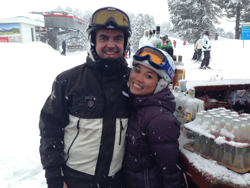 Having a break at a snow bar